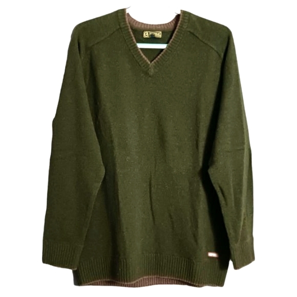 PG Field Wool Sweater Mens XL V-Neck Hunter Green Vintage Cabincore - Picture 1 of 7